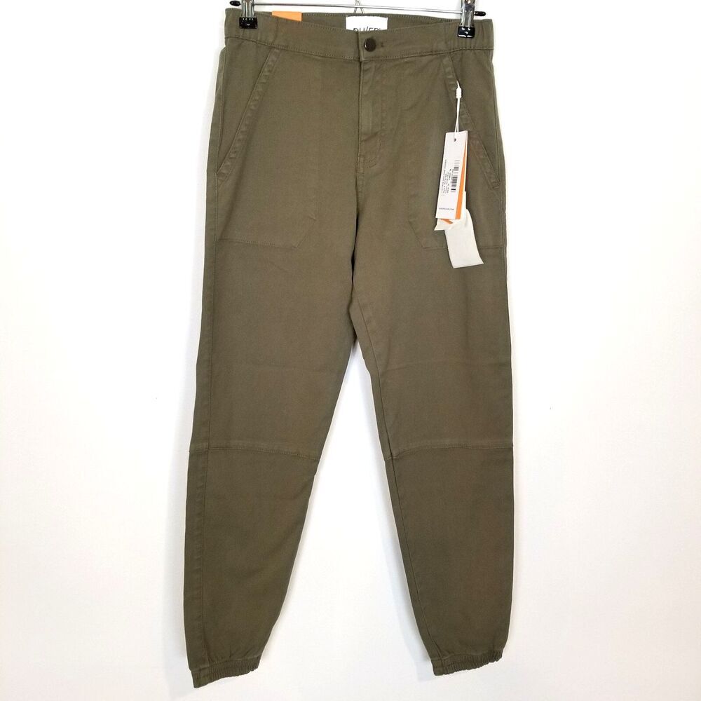 DU/ER Women Live Free Joggers Sz 26 x 28 High Rise Olive Green Cotton